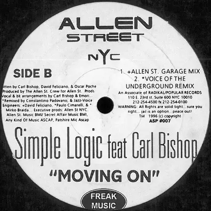 The Allen Street Crew Featuring Freddie Perez & Simple Logic Featuring Carl Bishop - The Way I Feel / Moving On