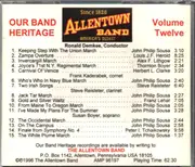 CD - The Allentown Band , Ronald Demkee - Our Band Heritage Volume Twelve