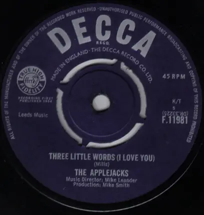 The Applejacks - Three Little Words (I Love You)