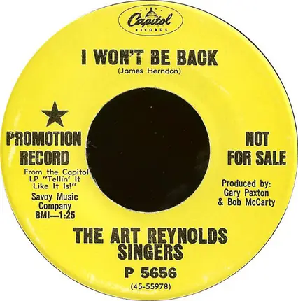 The Art Reynolds Singers - I Won't Be Back