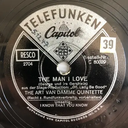 The Art Van Damme Quintet - I Know That You Know / The Man I Love