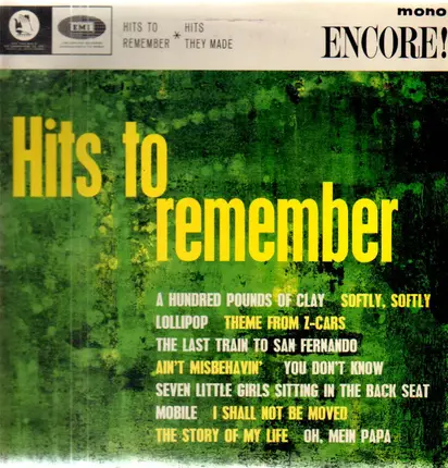The Avons, Helen Shapiro, Ray Burns a.o. - Hits To Remember