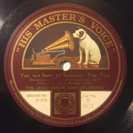 The Benson Orchestra Of Chicago / The Great White Way Orchestra - Think Of Me / Yes, We Have No Bananas