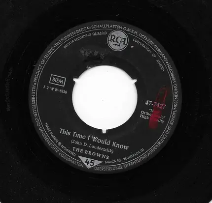 The Browns - Beyond The Shadow / This Time I Would Know