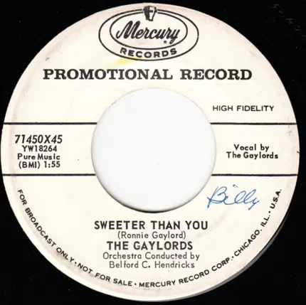 The Gaylords - Homin' Pigeon / Sweeter Than You