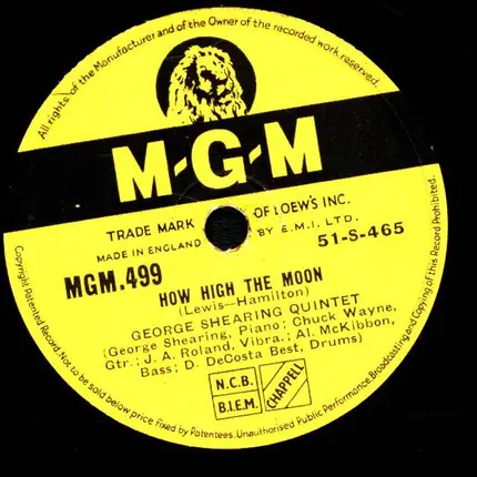 The George Shearing Quintet - How High The Moon /  So This Is Cuba