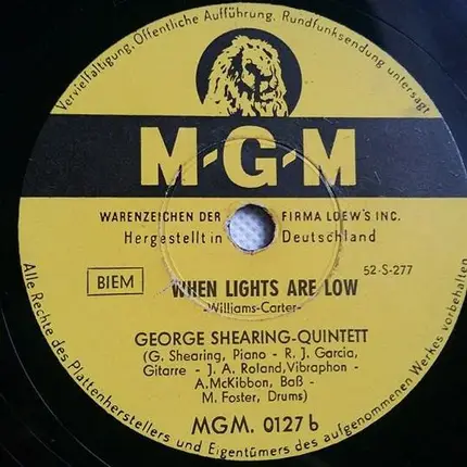 The George Shearing Quintet - Lullaby Of Birdland / When Lights Are Low