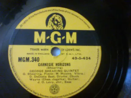 The George Shearing Quintet - When Your Lover Has Gone / Carnegie Horizons