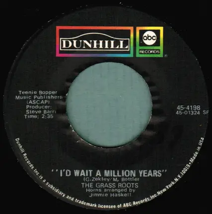 The Grass Roots - I'd Wait A Million Years