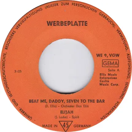 The Don Ellis Orchestra - Beat Me, Daddy, Seven To The Bar (Werbeplatte)