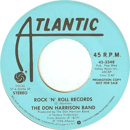 The Don Harrison Band - Rock 'N' Roll Records