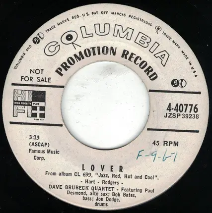 The Dave Brubeck Quartet - I'm In A Dancing Mood / Lover