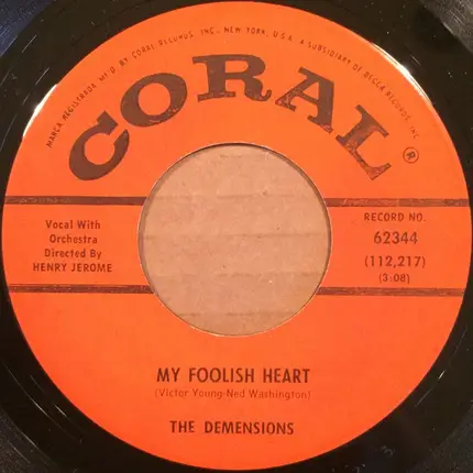 The Demensions - My Foolish Heart