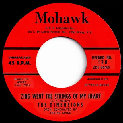 The Demensions - Zing Went The Strings Of My Heart