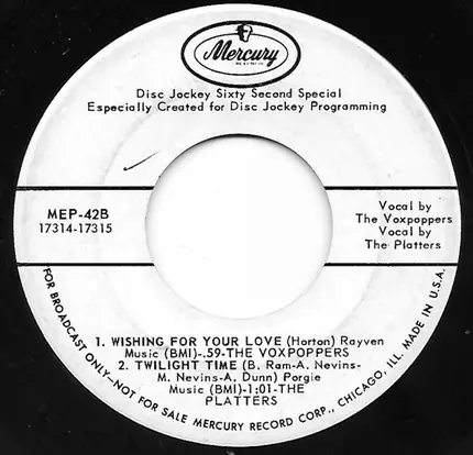 The Diamonds / Patti Page / The Voxpoppers / The Platters - High Sign / Another Time, Another Place / Wishing For Your Love / Twilight Time