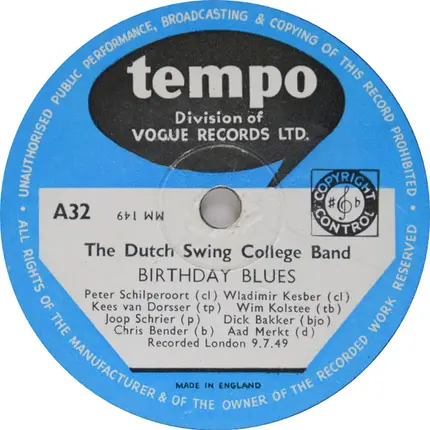 The Dutch Swing College Band - Alexander's Ragtime Band / Birthday Blues