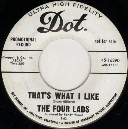 The Four Lads - Sweet Mama Tree Top Tall / That's What I Like