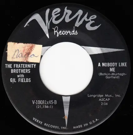 The Fraternity Brothers with Gil Fields - Passion Flower / A Nobody Like Me