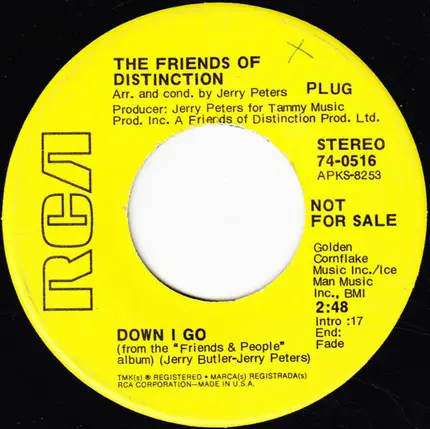 The Friends Of Distinction - Down I Go / It Don't Matter To Me