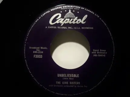 The King Sisters - Seventy Six Trombones / Unbelievable