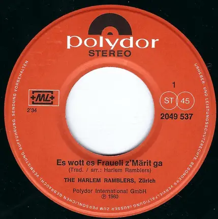 The Harlem Ramblers - Es Wott Es Fraueli Z'Märit Ga