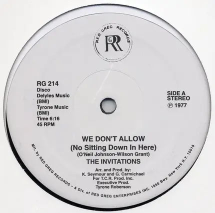 The Invitations - We Don't Allow (No Sitting Down In Here) / Funky Road
