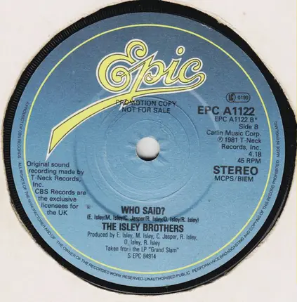The Isley Brothers - Tonight Is The Night (If I Had You) / Who Said?