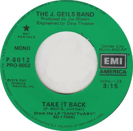 The J. Geils Band - Take It Back