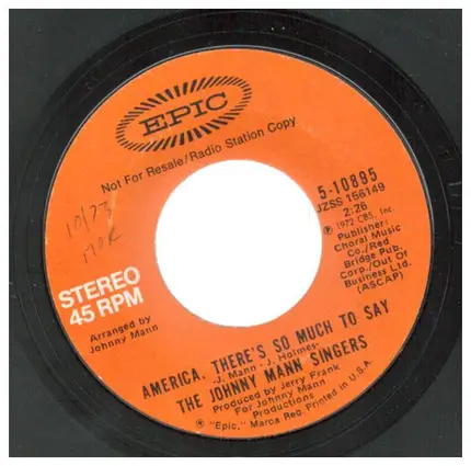 The Johnny Mann Singers - America, There's So Much To Say