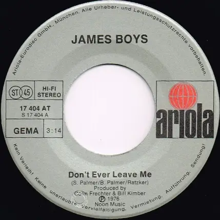 The James Boys - Don't Ever Leave Me