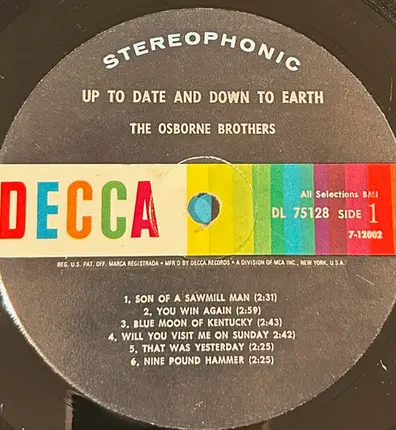 The Osborne Brothers - Up To Date And Down To Earth