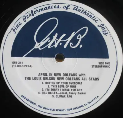 The Louis Nelson New Orleans All Stars - April In New Orleans