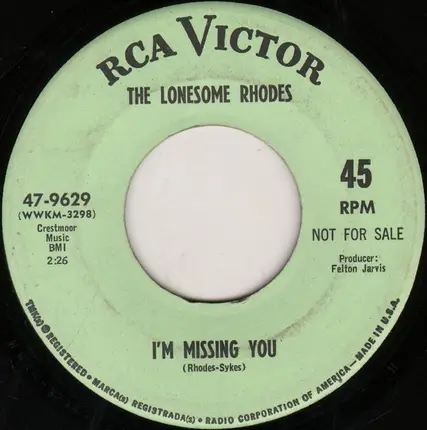 The Lonesome Rhodes - The Lights Of Dallas / I'm Missing You