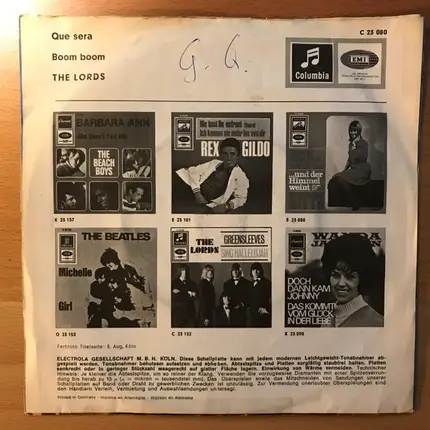 The Lords - Que Sera / Boom Boom
