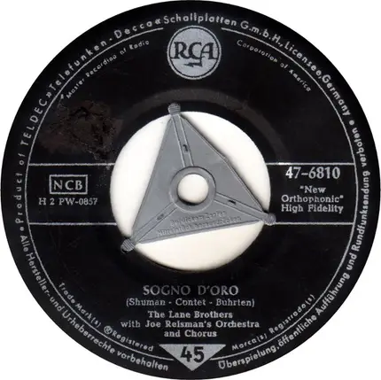 The Lane Brothers With Joe Reisman And His Orchestra And Chorus - Marianne / Sogno D'Oro
