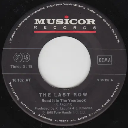 The Last Row - Read It In The Yearbook