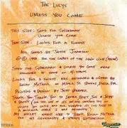 7inch Vinyl Single - The Lucys - Unless You Come