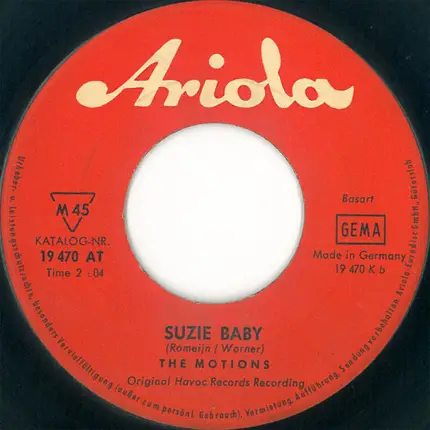 The Motions - I Want You, I Need You / Suzie Baby