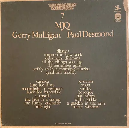 The Modern Jazz Quartet , Gerry Mulligan , Paul Desmond - The Treasury Of Modern Jazz 7