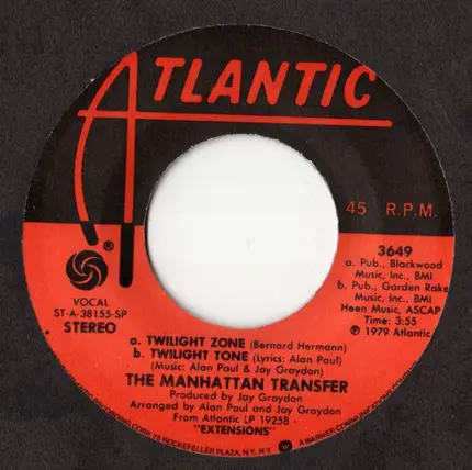 The Manhattan Transfer - Twilight Zone / Twilight Tone