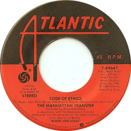 The Manhattan Transfer - This Independence / Code Of Ethics