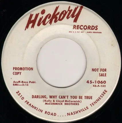 The McCormick Brothers - Make Your Last Kiss The Sweetest / Darling, Why Can't You Be True