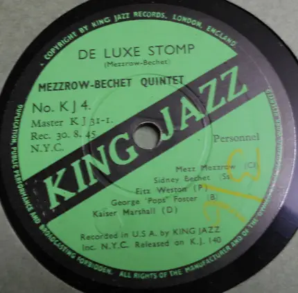 The Mezzrow-Bechet Quintet - Perdido Street Stomp / De Luxe Stomp