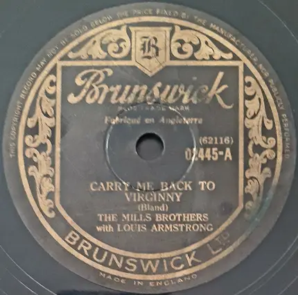 The Mills Brothers With Louis Armstrong - Carry Me Back To Virginny / Darling Nelly Gray