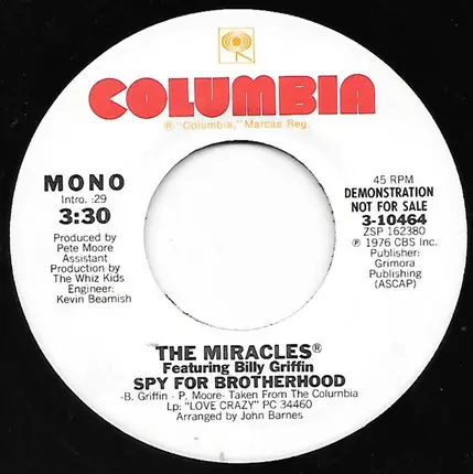 The Miracles Featuring Billy Griffin - Spy For Brotherhood
