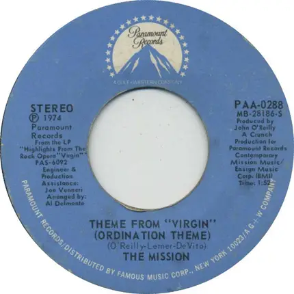 The Mission - Theme From 'Virgin' (Ordination Theme) / Fear No Evil