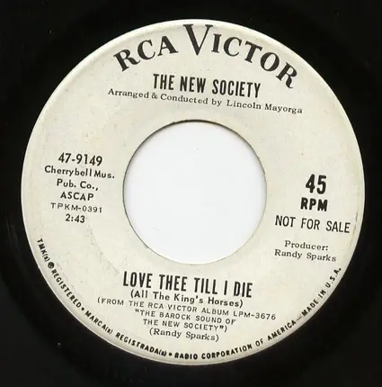 The New Society - I've Been Thinking About You Baby / Love Thee Till I Die