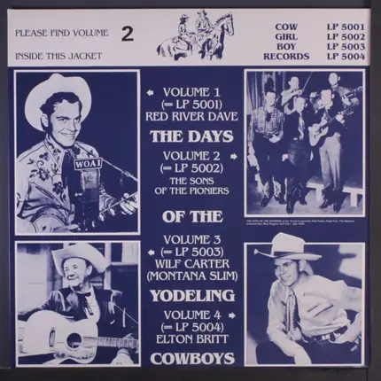 The Sons Of The Pioneers - The Days Of The Yodeling Cowboys Volume 2