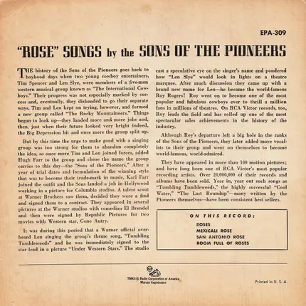 The Sons Of The Pioneers - A Garden Of Roses