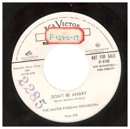 The Sauter-Finegan Orchestra - Don´t Be Angry / Theme From 'I Am A Camera'